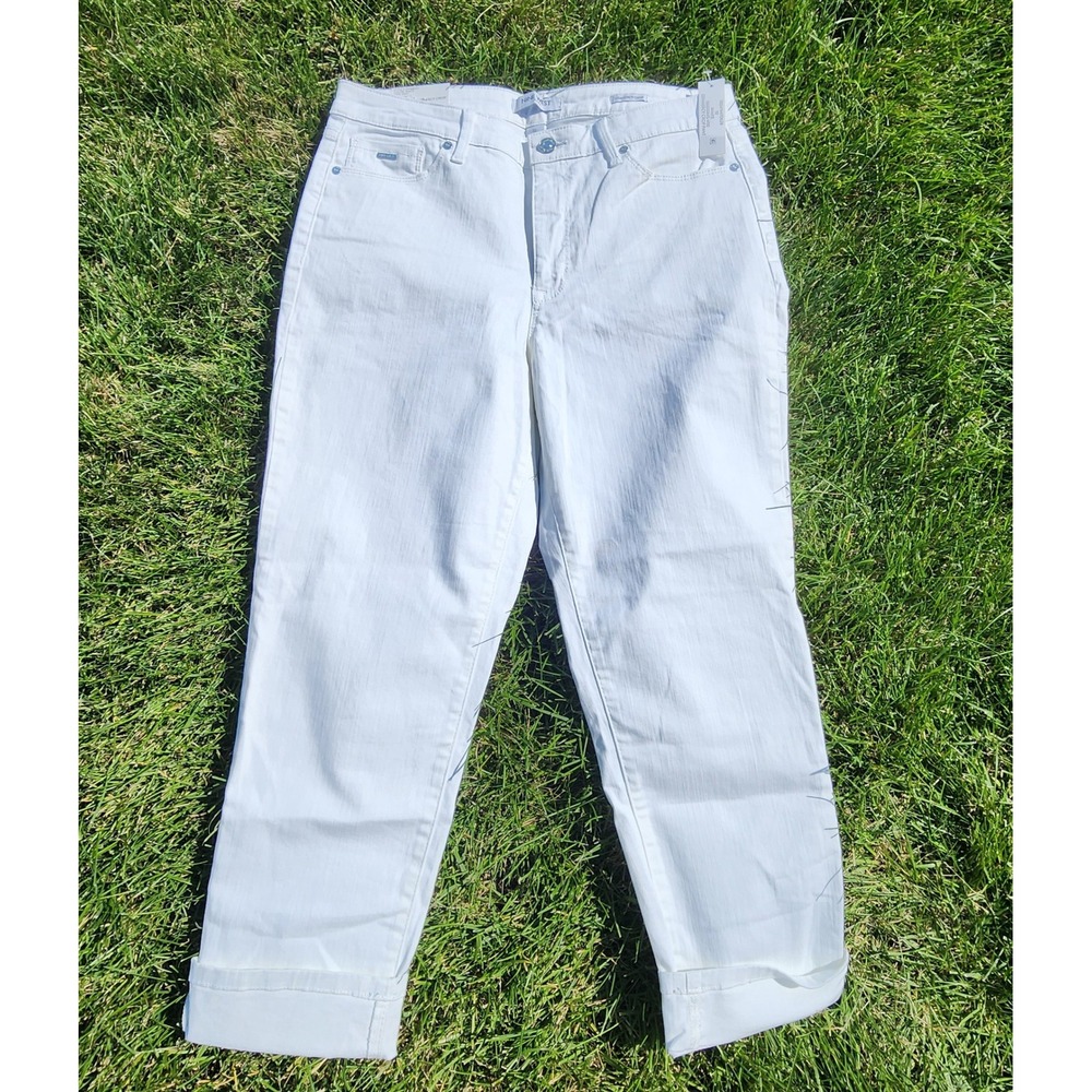 Nine West Jeans Women 10 Gramercy Crop White Soft Touch Twill Slim Fit DNWB2217